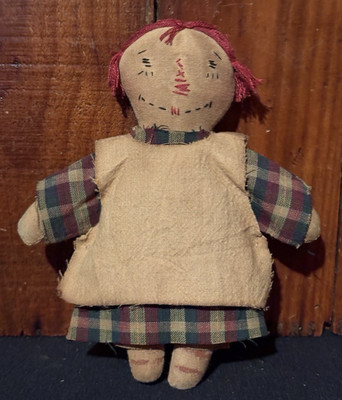 New Primitive Handmade Homespun Raggedy Ann Doll Ragdoll Christmas Ornament?
