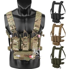 KRYDEX Tactical Chest Rig 5.56 Triple Elastic Mag Pouch Placard MOLLE H-harness