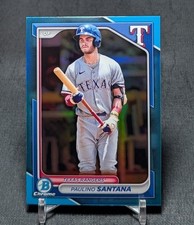 Paolino Santana Chrome Sky Blue Refractor 2024 Bowman Draft #BDC-126 Rangers