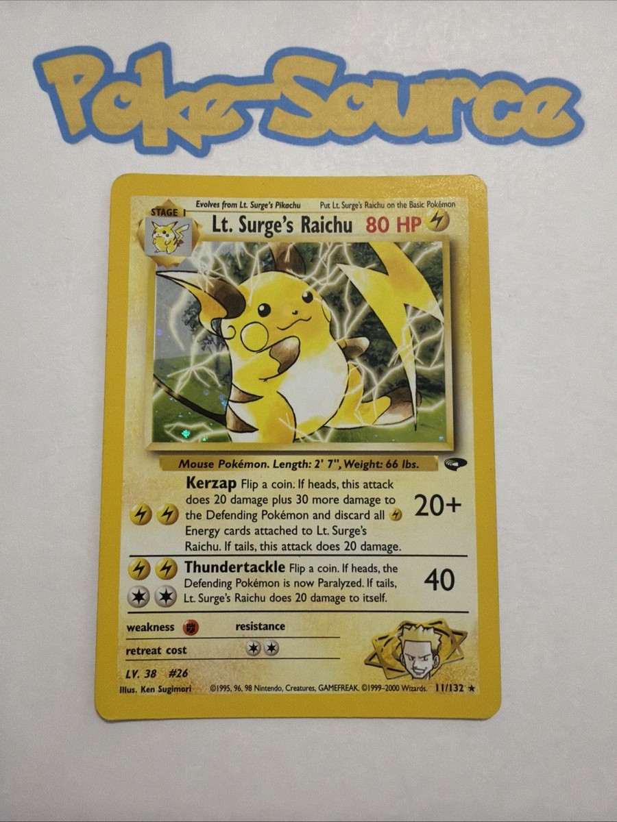 lt surge's raichu pokemon card value Lt. Lv.38 026 Old Back Nintendo NM-EX Japanese q717 Celebrate the legacy of your favorite tabletop game with this Lt Pokemon proxy cards first edition
