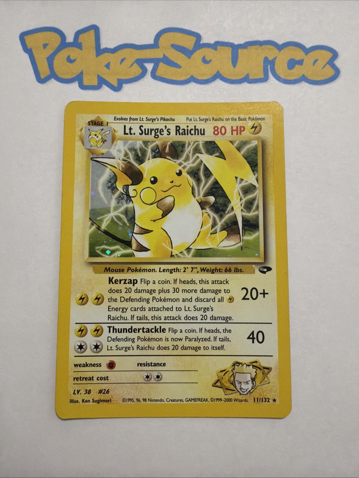 Lt. Surge’s Raichu – 11/132 – Gym Challenge – Holo Rare Near Mint / Mint