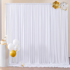 Wrinkle Free White Backdrop Curtain for Parties, Polyester Photo Backdrop Drapes
