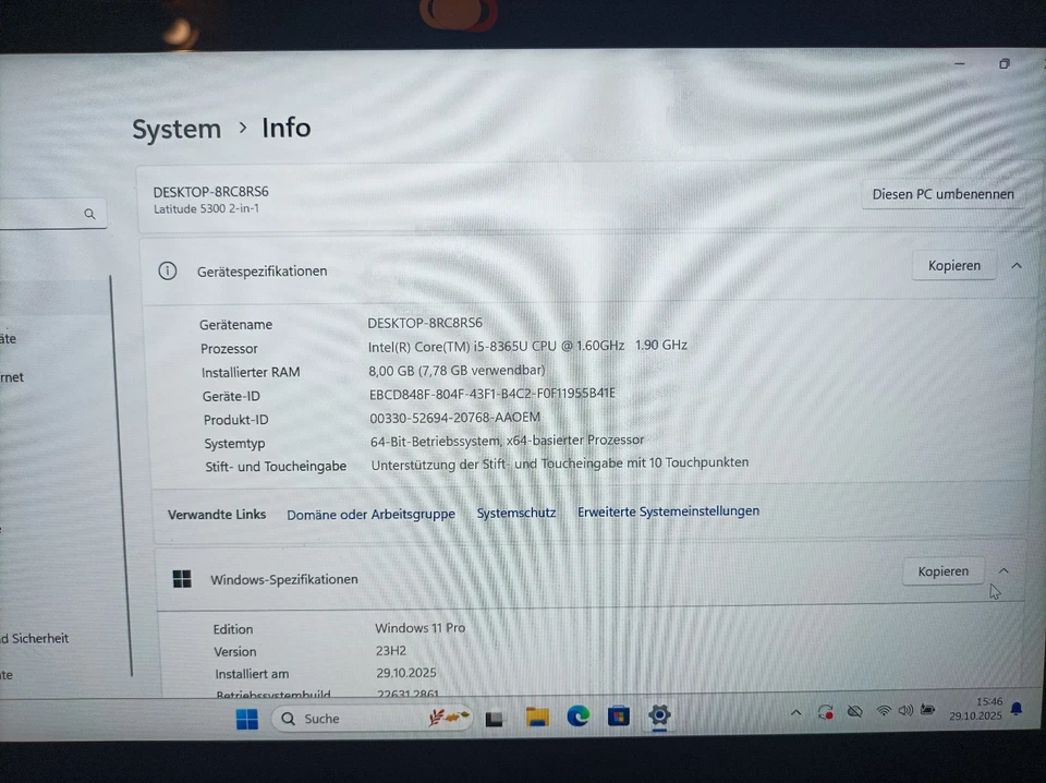 Dell Latitude 5300 Laptop 2-in-1, 8 GB RAM 256 GB, i5-8365U Windows 11 Pro, Nr6 - Bild 3 von 4
