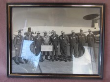 Vintage Framed Photo Boeing AWACS Airplane Boeing 707 w Boeing Crew Pilots
