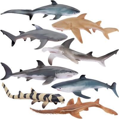 TOYMANY 8 Stück Hai Tiere-Figuren Set OzeanSpielfiguren Hai Spielzeug Kinder