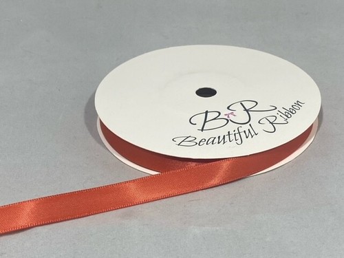 3mm 7mm 10mm 15mm 25mm 38mm 50mm DUSKY BURNT ORANGE Satin Ribbon Double Roll Bow - Picture 5 of 10
