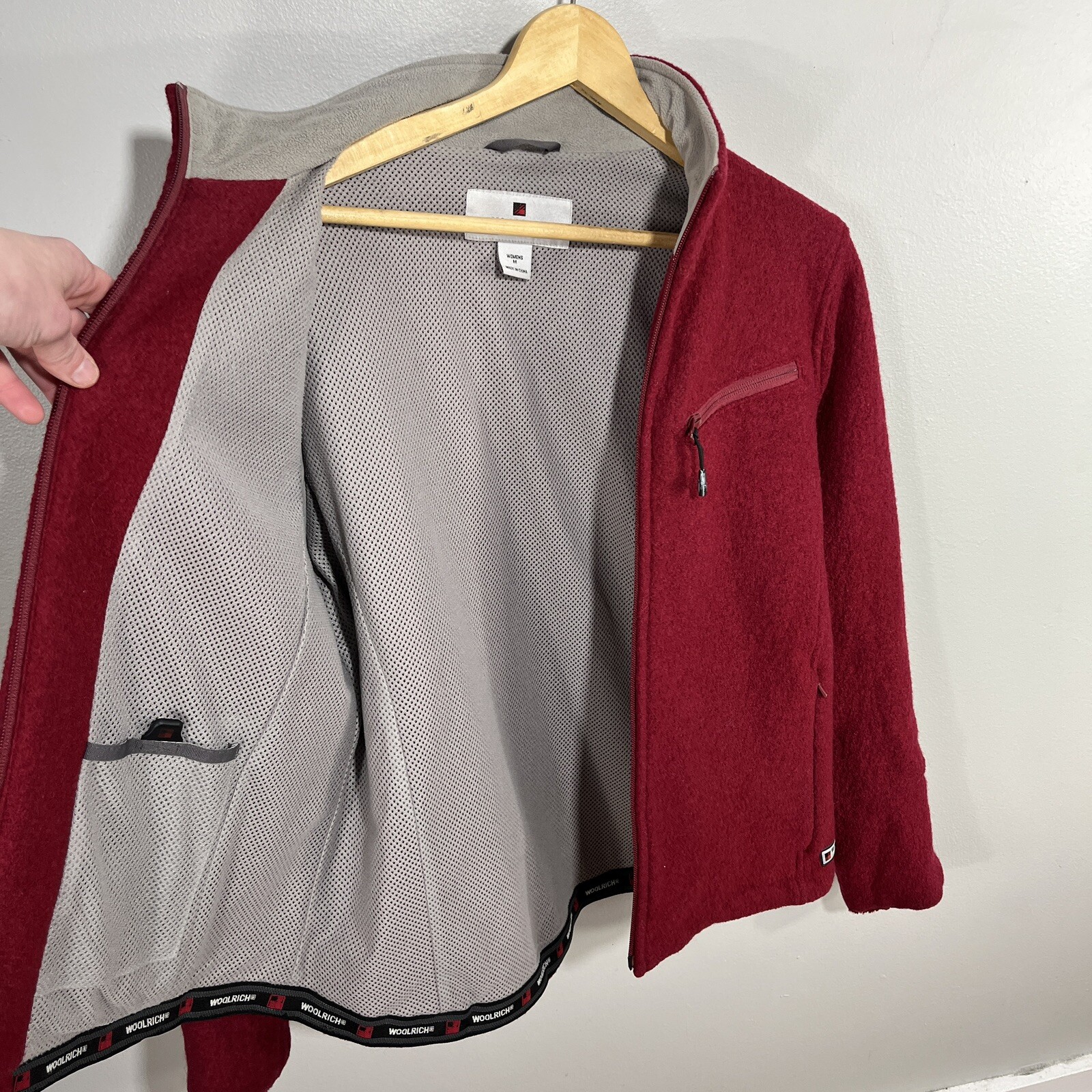 Woolrich Full Zip Ruby Red Wool Jacket 15417 Wome… - image 3