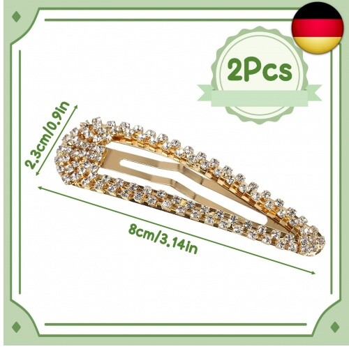 4 Stück Strass Snap-Haarspangen – Metall-Schnappspangen In Gold, Verziert Mit Glitzernden Strasssteinen