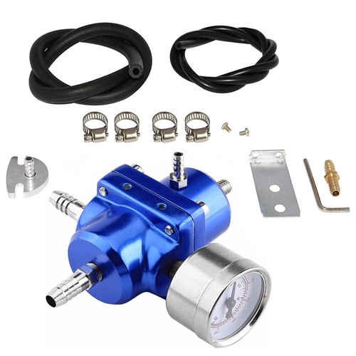 Aluminum Adjustable Fuel Pressure Regulator + Gauge+ Fitting Kit Blue Universal - Bild 12 von 12