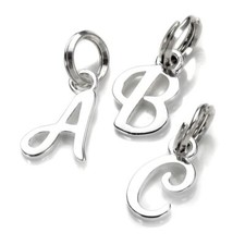 Small Sterling Silver Script Letter Charms A-Z / Alphabet / Initials / Letters