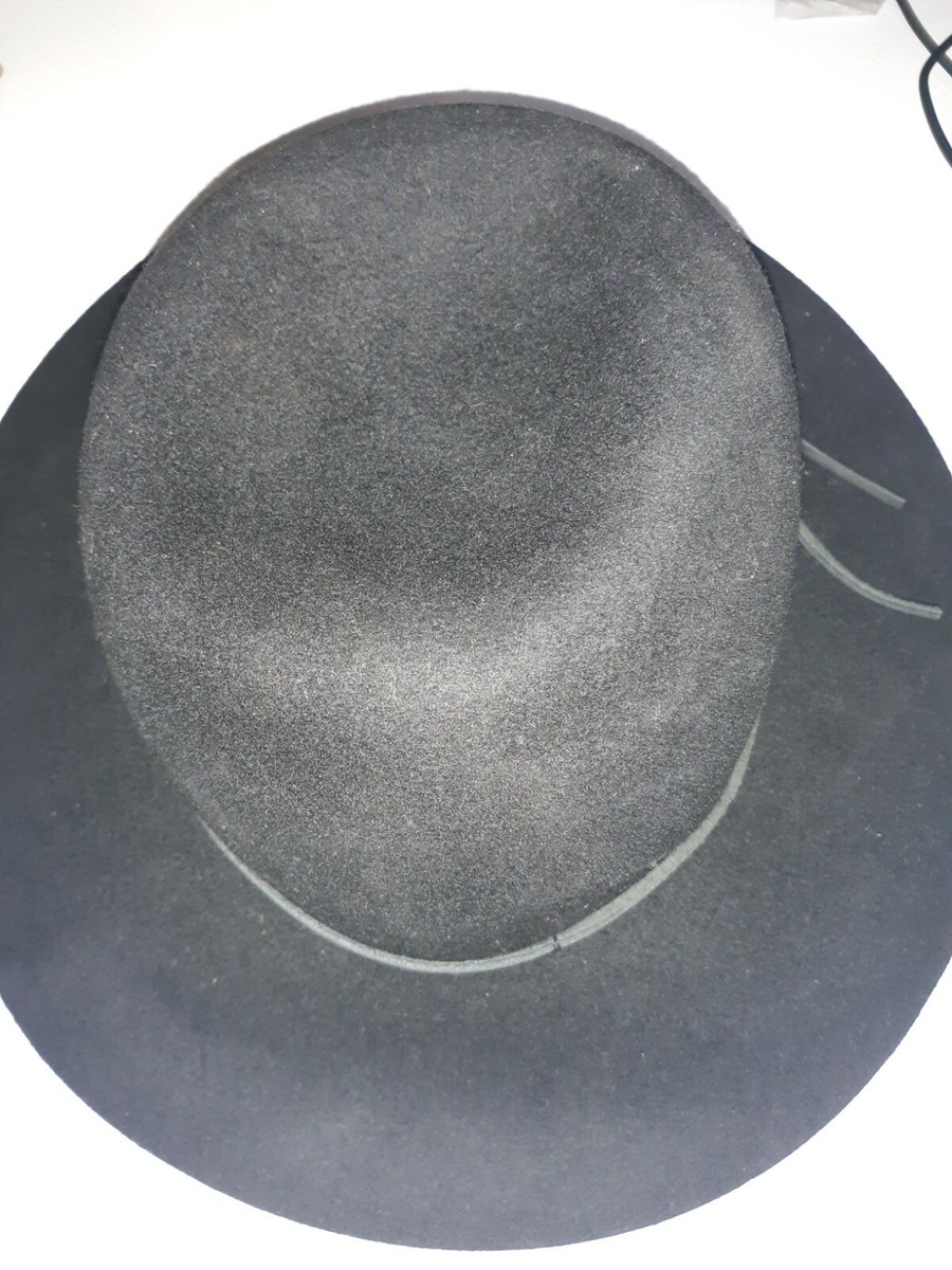Phenix Black Wool Wide Brimmed Hat With Leather Trim Western  display picture 2