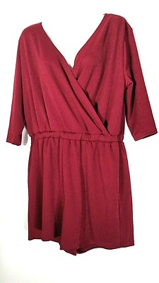 Milkyway Womens Maroon Jumper Shorts Romper 1X 18 20 Plus Size Jumpsuit New 