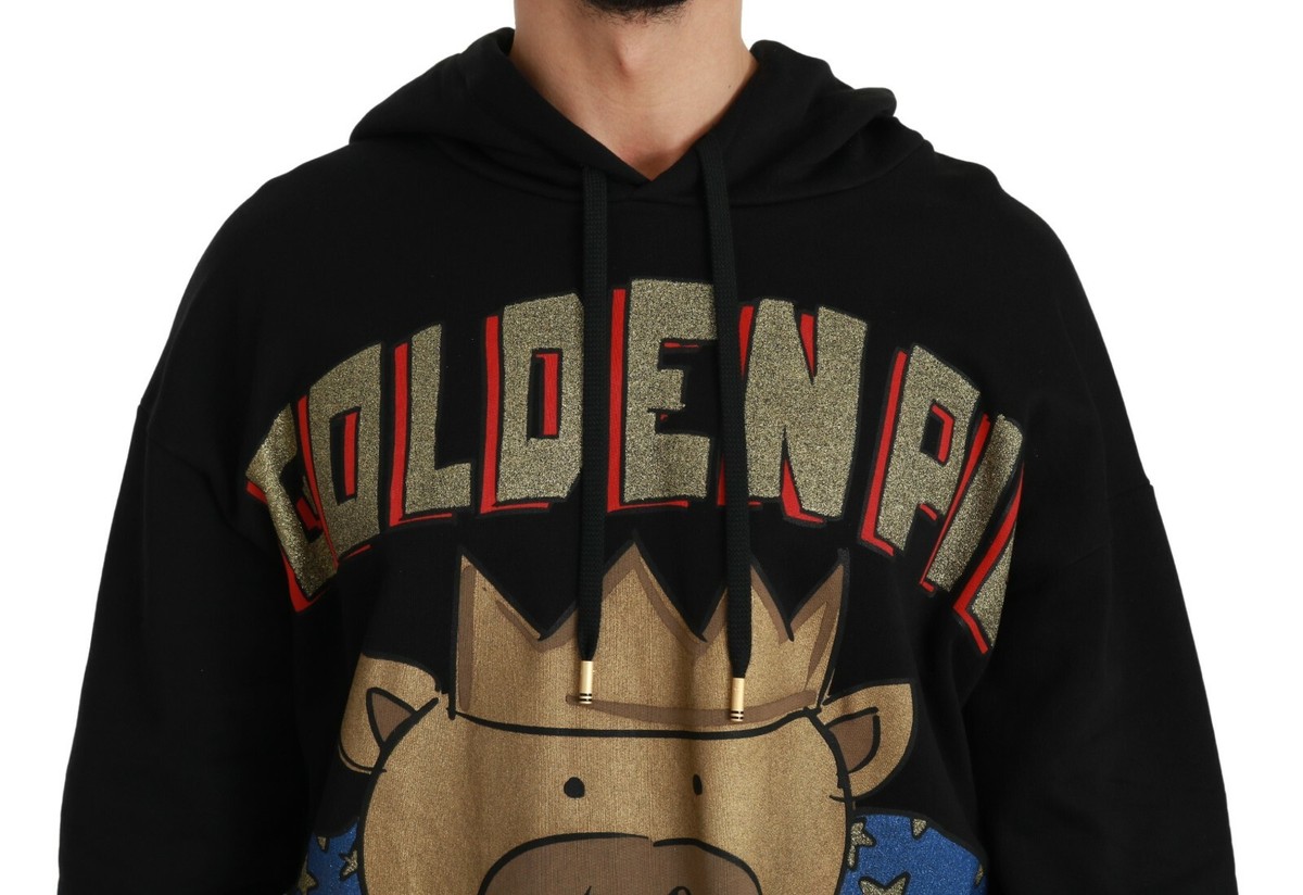 DOLCE & GABBANA Hooded Black Sweater Pig of the Year IT44 / US34