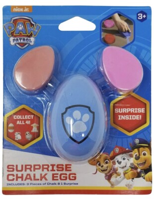 New Nickelodeon Paw Patrol 3 Piece Chalk Surprise, Surprise Chalk Egg, Chase