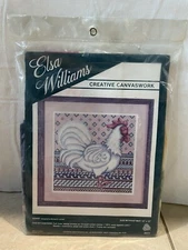 Vintage Elsa Williams Creative Canvaswork Henry The Rooster Printed Canvas Wool