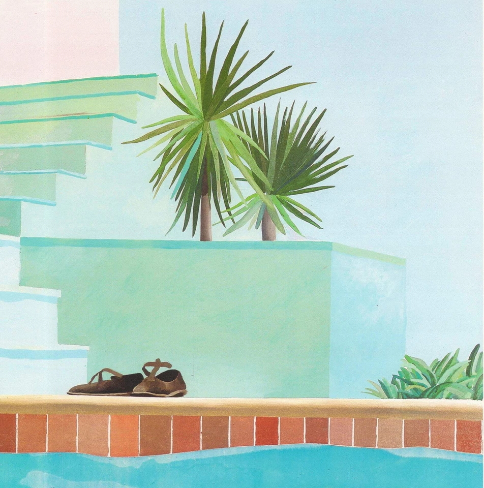 Póster David Hockney Piscina y Escalones 33.5" x 24.5" 2021 Arte Pop Rojo, Azul, Verde Foto 4 de 4