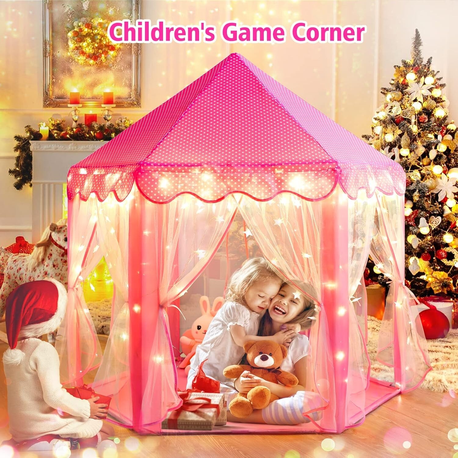 Princess Play Tent for Kids – Large Indoor/Outdoor Castle With Star Lights, 55"