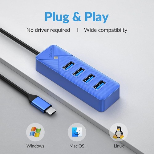 USB 4 PORT HUB 3.0 BLACK HIGH SPEED MULTI SPLITTER ADAPTER DESKTOP FOR PC MAC OS - Picture 29 of 53