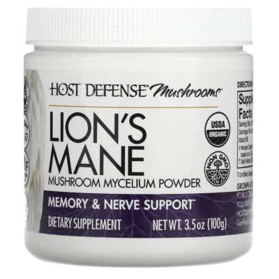 Fungi Perfecti Host Defense, Lion's Mane Mushroom Mycelium Powder Memory & Nerve