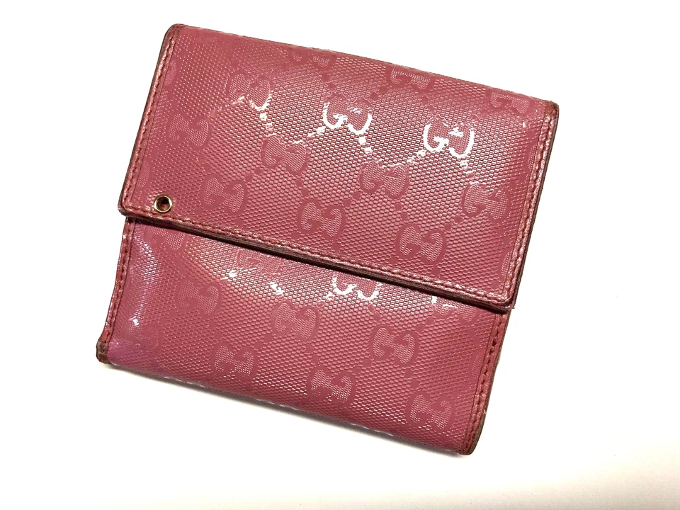 GUCCI VINTAGE CRISTAL GUCCISSIMA GG ENTRELAZADO CUERO PVC CARTERA ROSA ROSA - Imagen 3 de 4