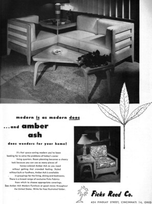 Ficks Reed Amber Ash Modern Mid Century Modern Furniture 1949 Magazine Print Ad