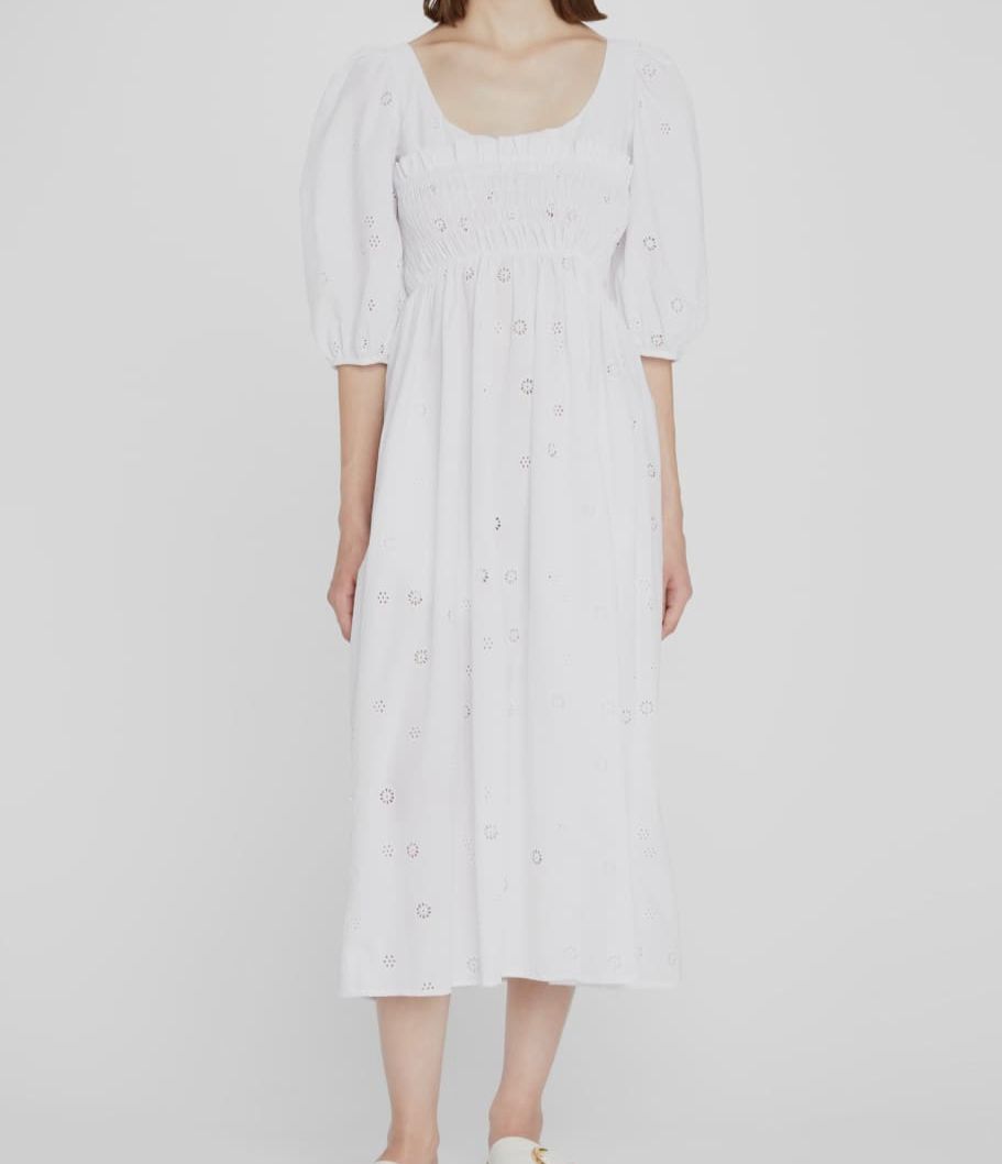white dress with flowy sleeves Windsor Chic Serve Flowy Sleeve Mini Dress in White | Size: L