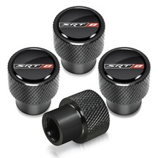 Srt-8 Logo In Black On Black Aluminum Tire Valve Stem Caps For Dodge Jeep Ram
