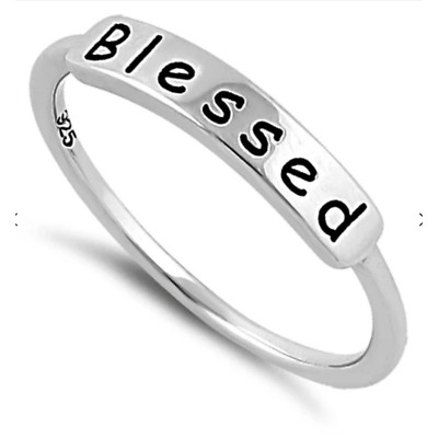 BLESSED Ring Size 7 Engraved Band Solid 925 Sterling Silver