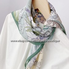 Boutique 100 Mulberry Chiffon Silk Jungle Print Collar Neck Scarf 68cm