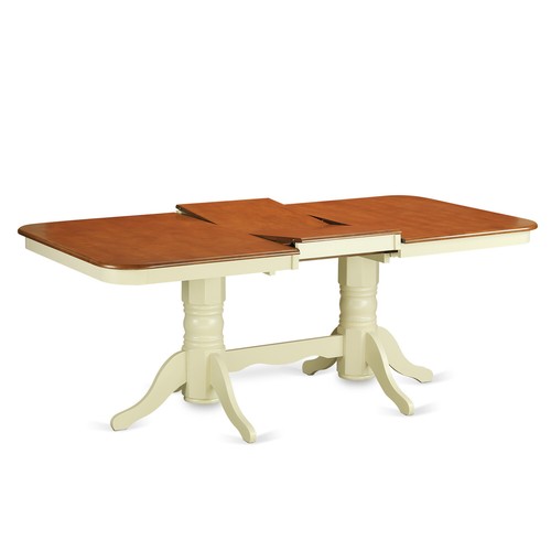 East West 7pc dining set rectangular pedestal table + 6 chairs buttermilk cherry - Picture 4 of 12