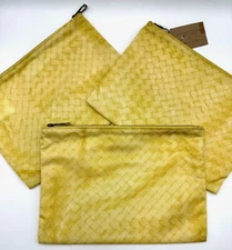 Set of 3 BOTTEGA VENETA Yellow Intrecciolusion Nylon Cosmetic Bag Pouch 301493
