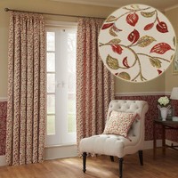 Just Contempo Tapestry Floral Pencil Pleat Lined Curtains, Red, 66x90 Inches Just Contempo Tapestry Floral Pencil Pleat Lined Curtains, Red, 66x90 Inches