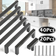 20/40Pack Matte Black Kitchen Cabinet Pulls Stainless Steel Drawer T Bar Handles