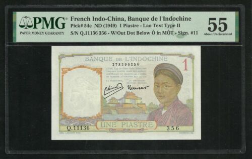 French Indochina : 1 Piastre 1949 ; PMG : Choice About UNC 55 - Afbeelding 1 van 2