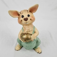 Vtg Easter Bunny Figure Statue 1985 Byron Molds 10" Ceramic Holiday Decor MCM
