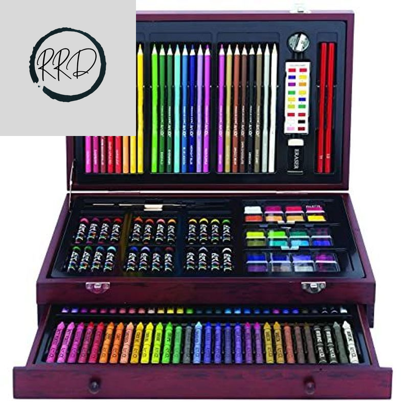 Art 101 Doodle and Color 142 Pc Set in a Wood 142 Piece Set, Multicolor