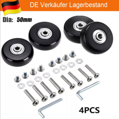 4 Stk Travel Koffer Rollen Ersatz Gepäck Reparatur Zubehör Mute Row Räder 50mm