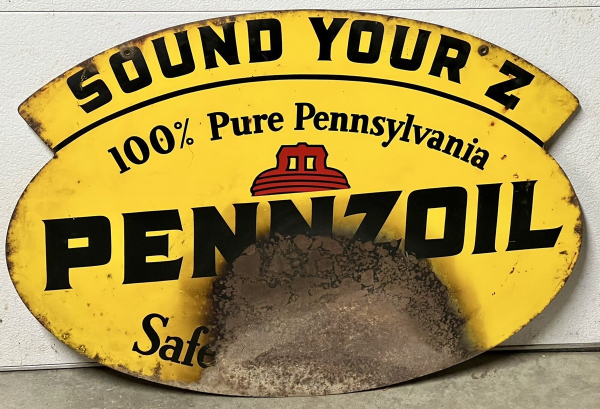vintage an・an no.37 VINTAGE PENNZOIL SAFE LUBRICANT SOUND YOUR Z GAS & OIL PORCELAIN