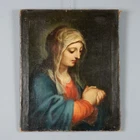 Antique Painting Virgin Mary Oil on Canvas Italy XVIII Century Original
