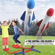 Kids Air Powered Rocket Launcher Toy Outdoor Foot Pump Soaring Rocket Fun NE