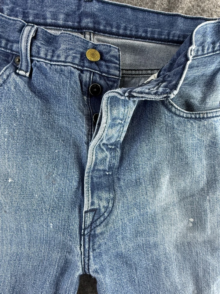 Levis 501 CT Jeans Mens 34x32 Blue Selvedge Cotton Straight Fit Button Fly - Image 3 of 4