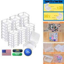 Mathtoxyz 72PCS Bead Organizer - Small Rectangle Bead Holder Plastic Cases Clay