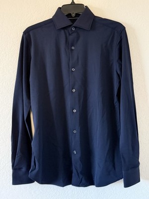 PORTER & ASH Small Luxury Kinetic Stretch MEN'S NAVY CASUAL Dress Slim SHIRT