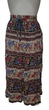 Vtg 90s Y2k Womens Brown Floral Patchwork Gauzy Boho Festival Maxi Skirt Sz M