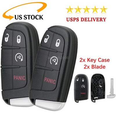 2 Remote Start Key Fob Shell Case for Jeep Renegade Compass Fiat 500X 2015-2022