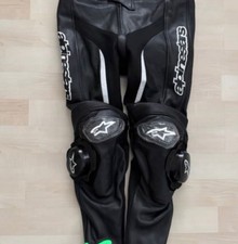 Men  s Black Leather Motorcycle Riding Pants Armored Biker Racing Protective Pant