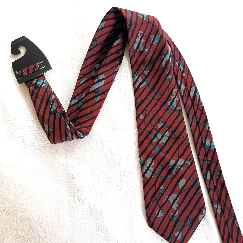 NUEVA Corbata Hecha a Mano en Italia 100% Seda Diseñador Lujo Borgoña 3.3" Foto 2 de 4