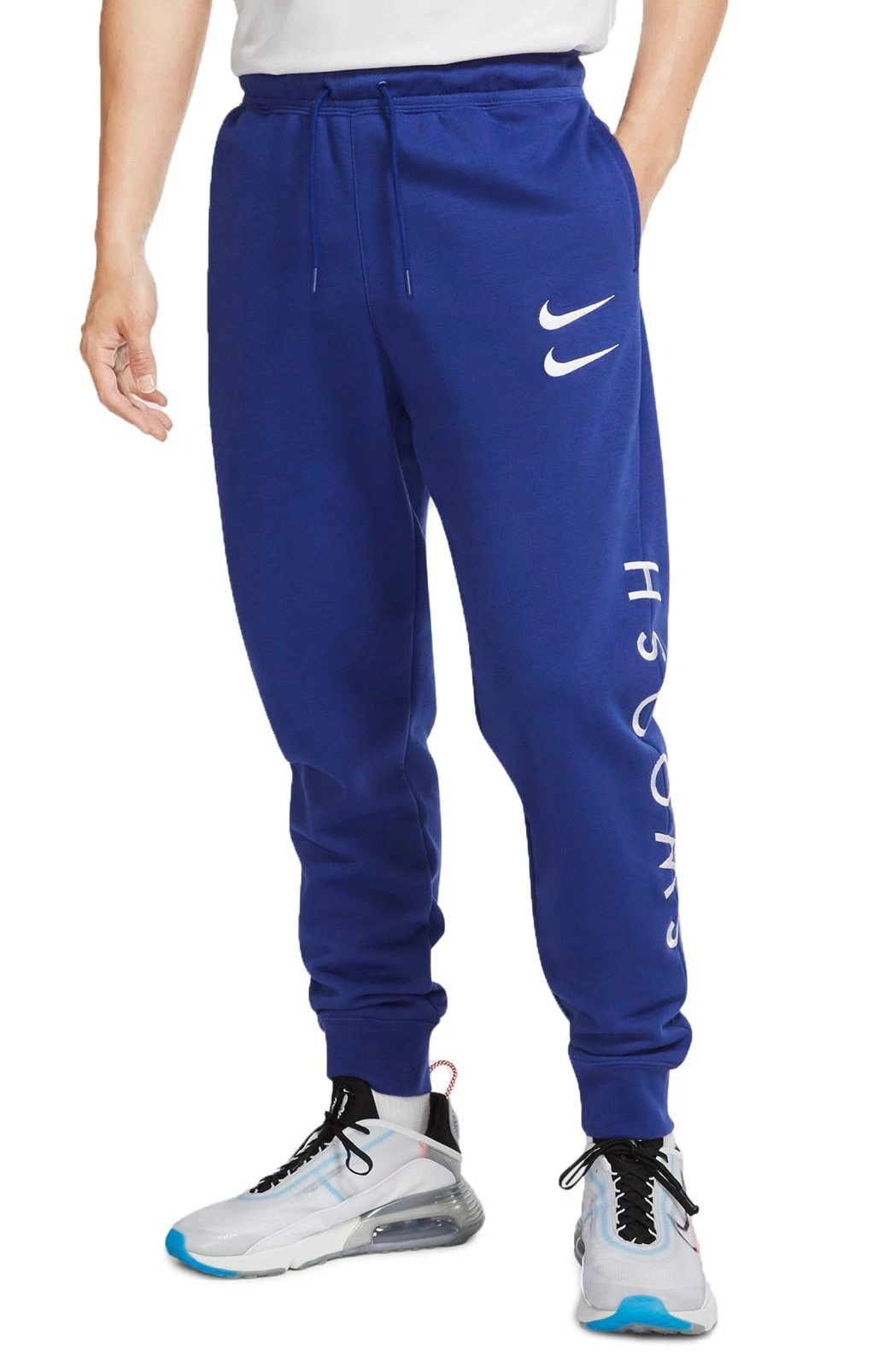 Nike Essential Fleece Royal Blue Double Swoosh Logo Track Sweatpants Large