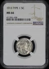1913 Type 1 Buffalo Nickel NGC MS-66