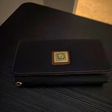 Womens Black Flap Wallet with Stitched Trim &...